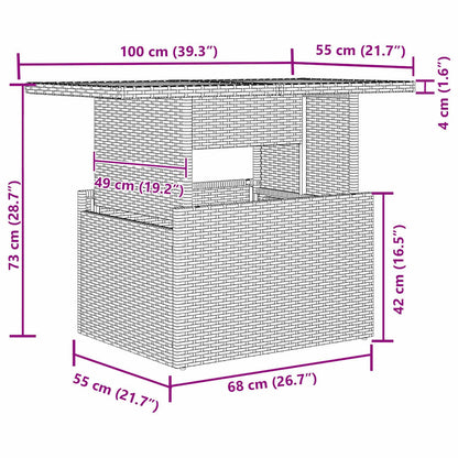 Conjunto de Sofá de Jardim com almofada Manual 7 pcs Cinzeto