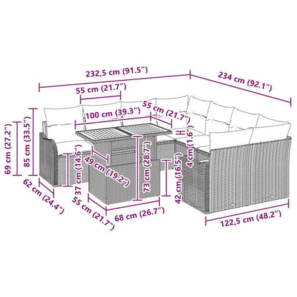Conjunto de Sofá de Jardim com almofada Manual 7 pcs Preto
