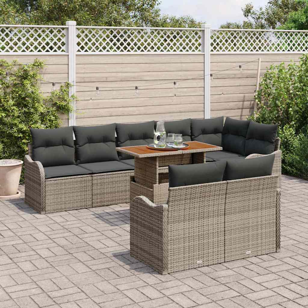 Conjunto de Sofá de Jardim 9 pcs Cinzeto 100 x 55 x 73 cm