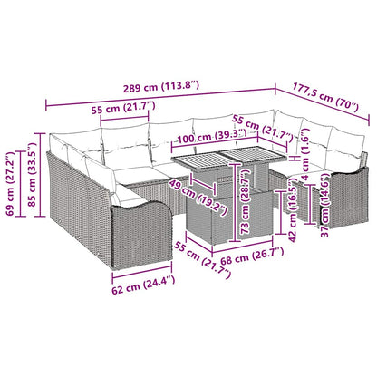 Conjunto de Sofá de Jardim 10 pcs bege e cinzento claro