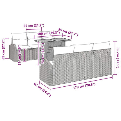 Conjunto de Sofá de Jardim com almofada 7 pcs Cinzeto