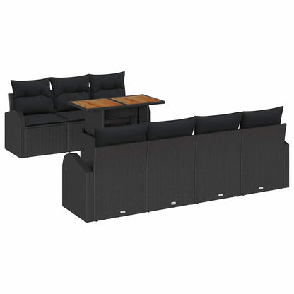 Conjunto de Sofá de Jardim com almofada 8 pcs Preto
