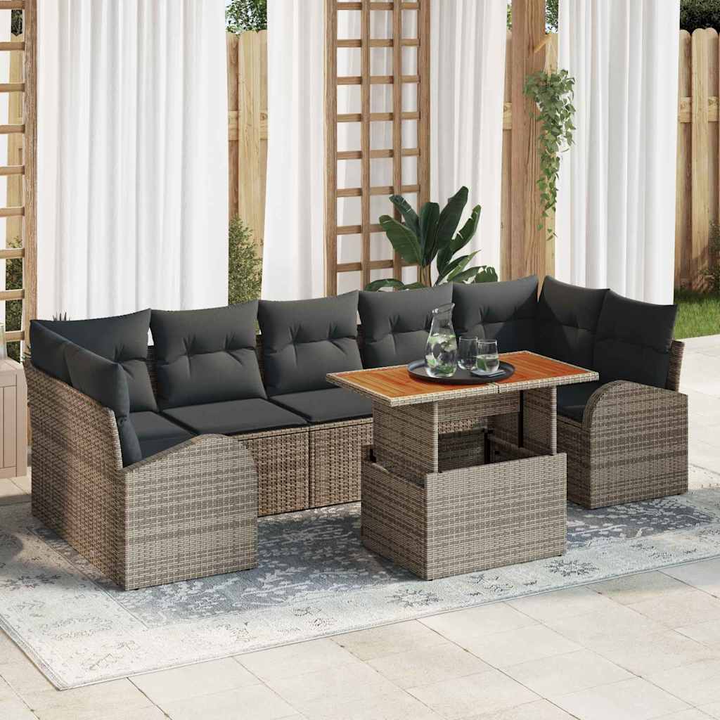 Conjunto de Sofá de Jardim com almofada 8 pcs Cinzeto