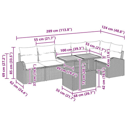 Conjunto de Sofá de Jardim 7 pcs bege e cinzento claro