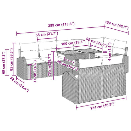 Conjunto de Sofá de Jardim 9 pcs bege e cinzento claro
