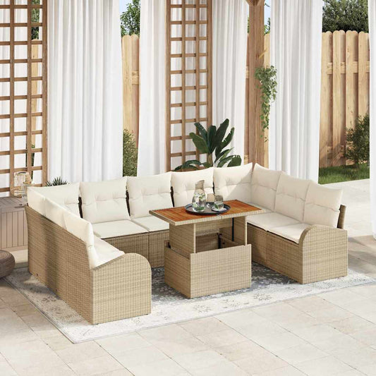 Conjunto de Sofá de Jardim 10 pcs bege e creme 100 x 55 x 73 cm