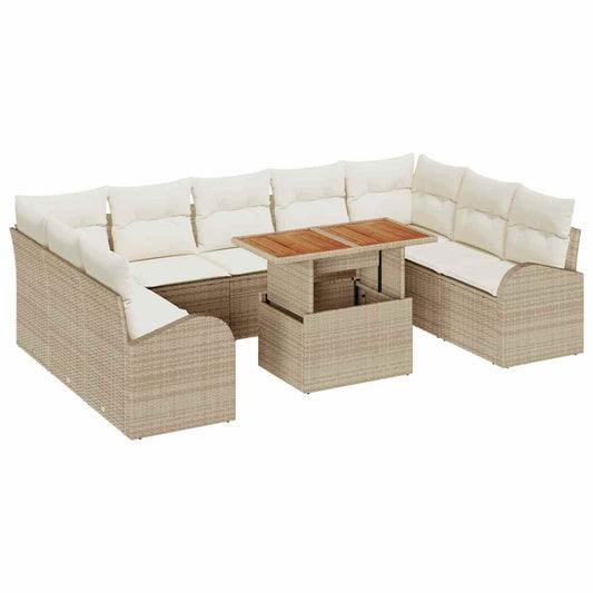 Conjunto de Sofá de Jardim 10 pcs bege e creme 100 x 55 x 73 cm