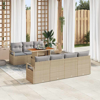 Conjunto de Sofá de Jardim com almofada 8 pcs Bege e Cinza