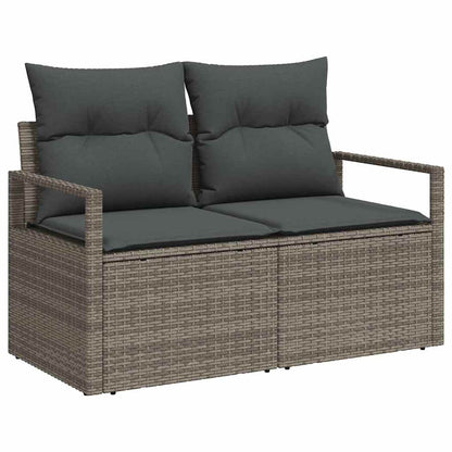 Conjunto de Sofá de Jardim com almofada 8 pcs Cinza e Marrom