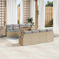 Conjunto de Sofá de Jardim 9 pcs Bege e Cinza 100 x 55 x 73 cm