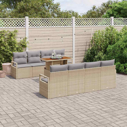Conjunto de Sofá de Jardim 9 pcs Bege e Cinza 100 x 55 x 73 cm