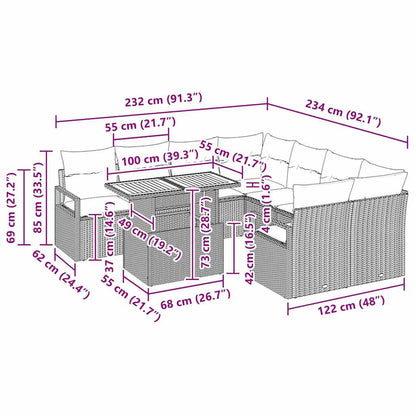 Conjunto de Jantar para Jardim Manual 9 pcs Preto e Marrom
