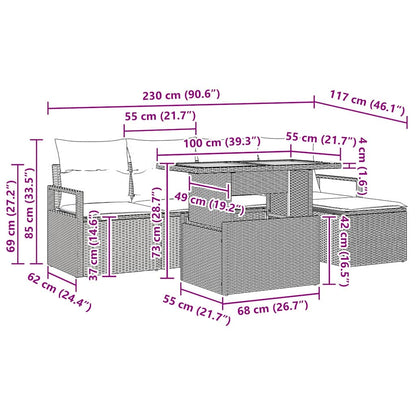 Conjunto de Jantar para Jardim 6 pcs Cinza e Marrom