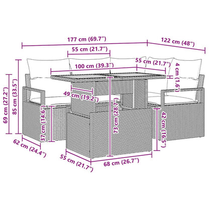 Conjunto de Jantar para Jardim Manual 5 pcs Cinza e Marrom
