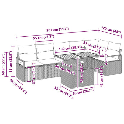 Conjunto de Jantar para Jardim Manual 7 pcs Cinza e Marrom