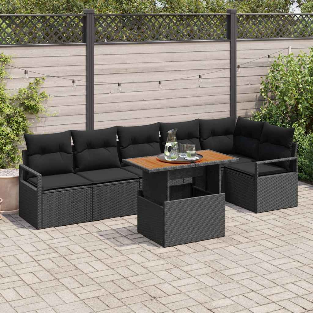Conjunto de Jantar para Jardim Manual 7 pcs Preto e Marrom