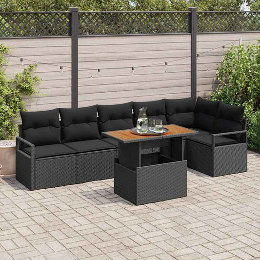 Conjunto de Jantar para Jardim Manual 7 pcs Preto e Marrom