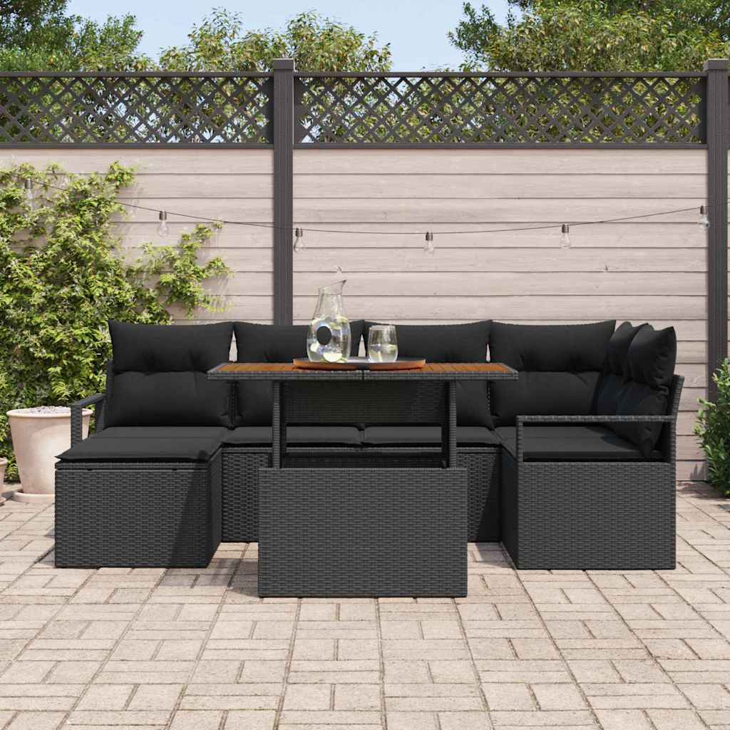 Conjunto de Jantar para Jardim 7 pcs Preto e Marrom