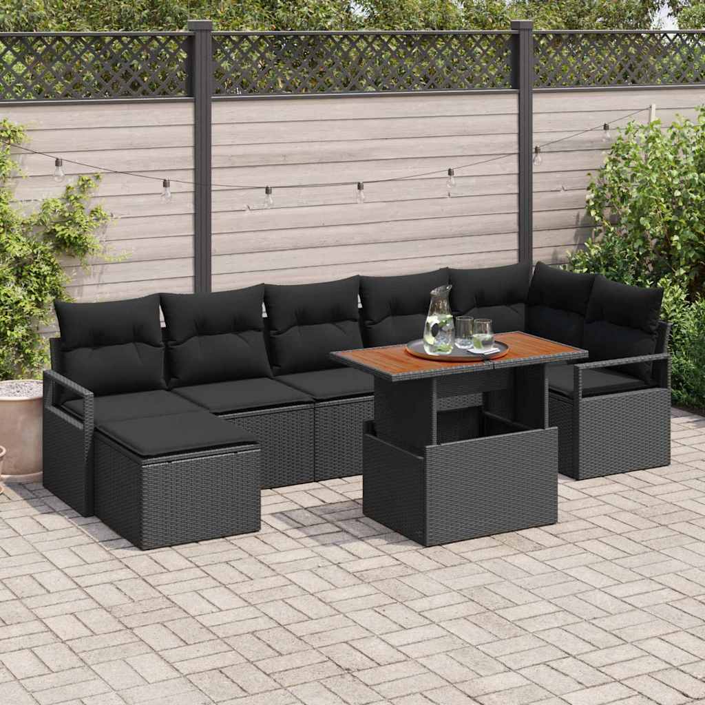 Conjunto de Jantar para Jardim 8 pcs Preto e Marrom