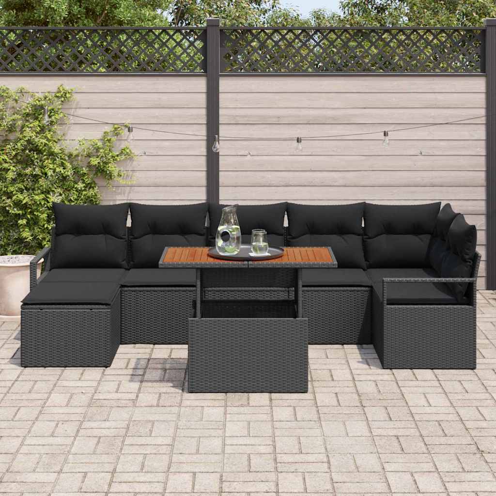 Conjunto de Jantar para Jardim 8 pcs Preto e Marrom