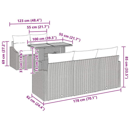 Conjunto de Jantar para Jardim Cinza e Marrom 100 x 55 x 73 cm