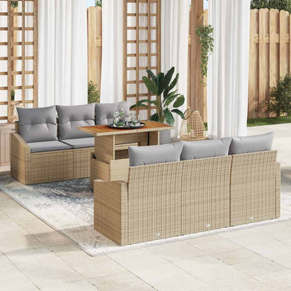 Conjunto de Sofá de Jardim com almofada 7 pcs Bege e Cinza
