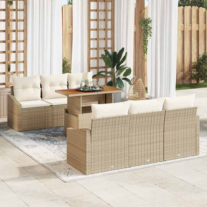 Conjunto de Sofá de Jardim 7 pcs Bege e Creme 100 x 55 x 73 cm