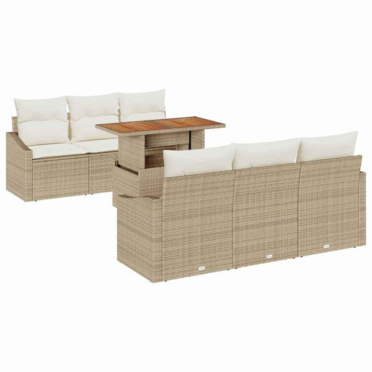 Conjunto de Sofá de Jardim 7 pcs Bege e Creme 100 x 55 x 73 cm