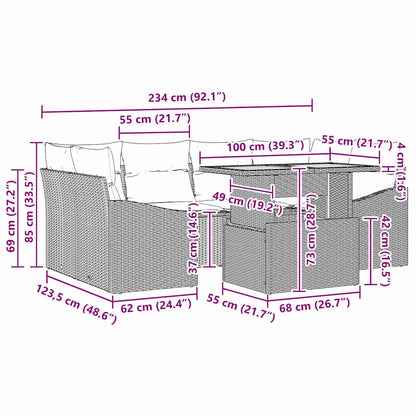 Conjunto de Jantar para Jardim Preto e Marrom 100 x 55 x 73 cm