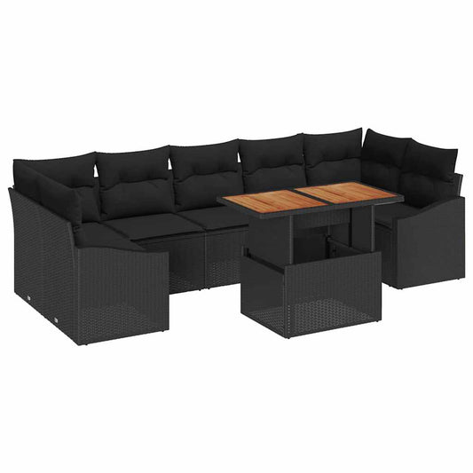 Conjunto de Jantar para Jardim Manual 8 pcs Preto e Marrom