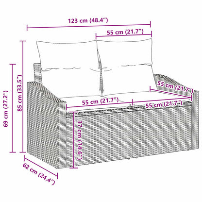 Conjunto de Jantar para Jardim com almofada 9 pcs Bege e Creme