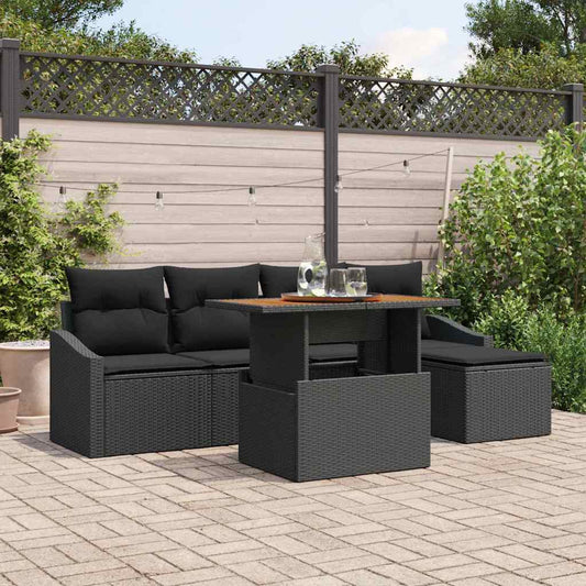Conjunto de Jantar para Jardim 6 pcs Preto e Marrom