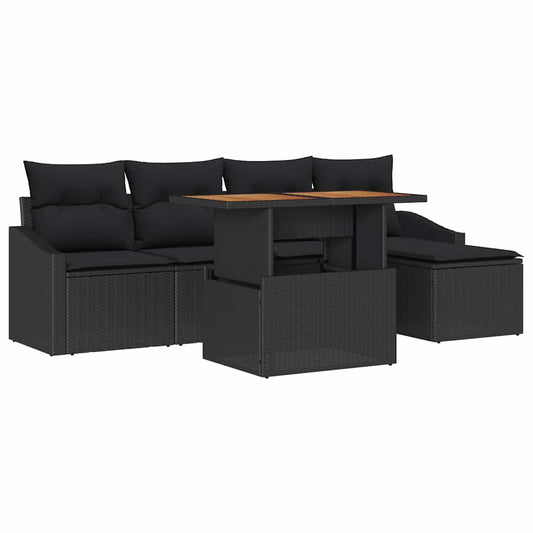 Conjunto de Jantar para Jardim 6 pcs Preto e Marrom