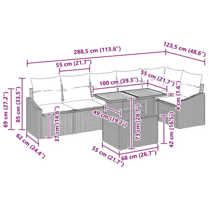 Conjunto de Jantar para Jardim Manual 7 pcs Cinza e Marrom
