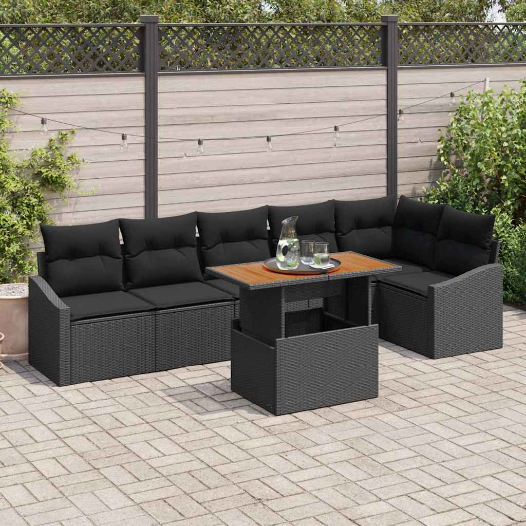 Conjunto de Jantar para Jardim Manual 7 pcs Preto e Marrom