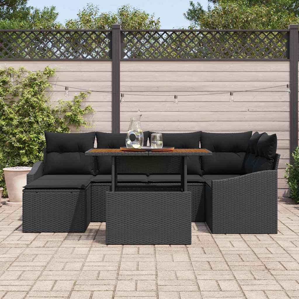Conjunto de Jantar para Jardim 7 pcs Preto e Marrom