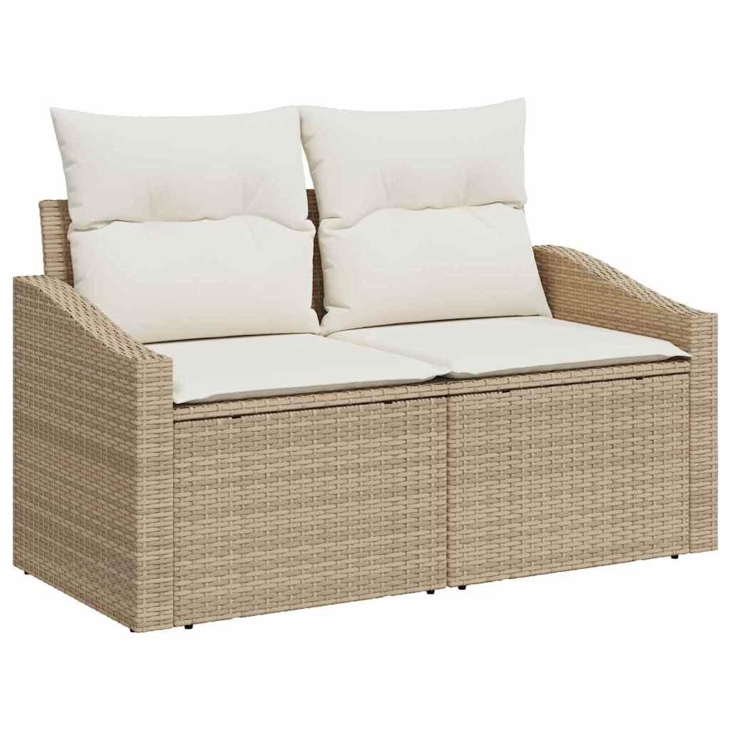 Conjunto de Jantar para Jardim com almofada 8 pcs Bege e Creme