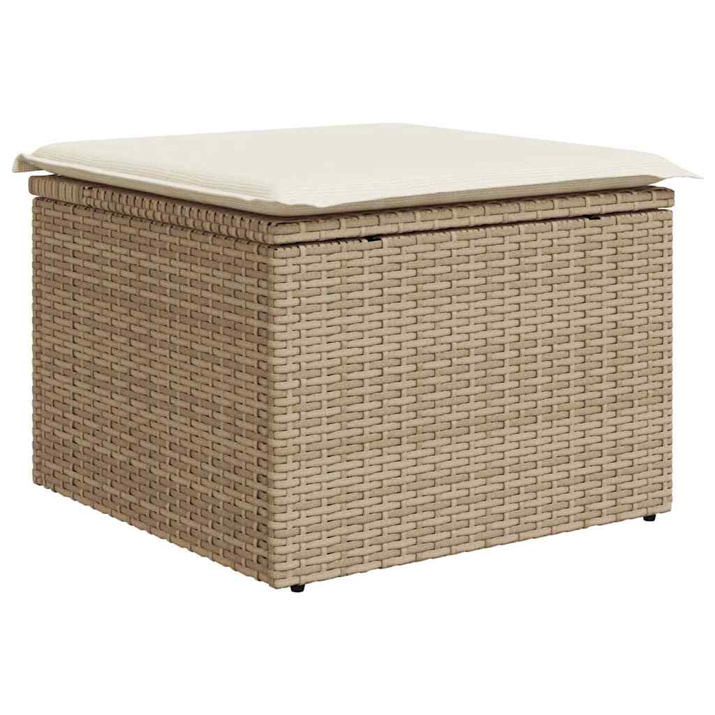 Conjunto de Jantar para Jardim com almofada 8 pcs Bege e Creme