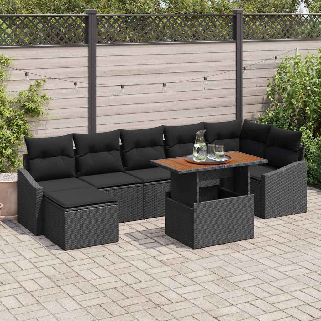 Conjunto de Jantar para Jardim 8 pcs Preto e Marrom