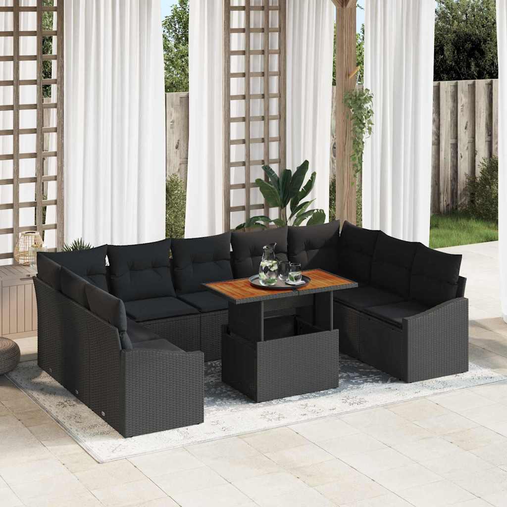 Conjunto de Jantar para Jardim Manual 10 pcs Preto e Marrom