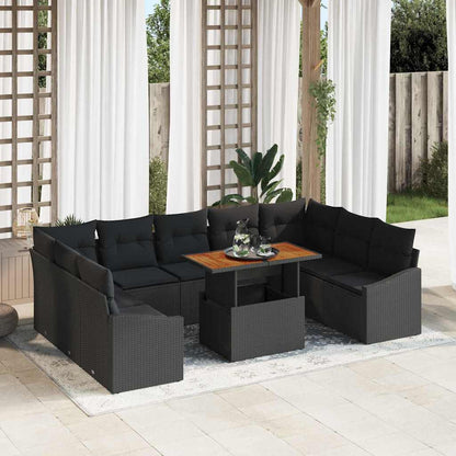 Conjunto de Jantar para Jardim Manual 10 pcs Preto e Marrom