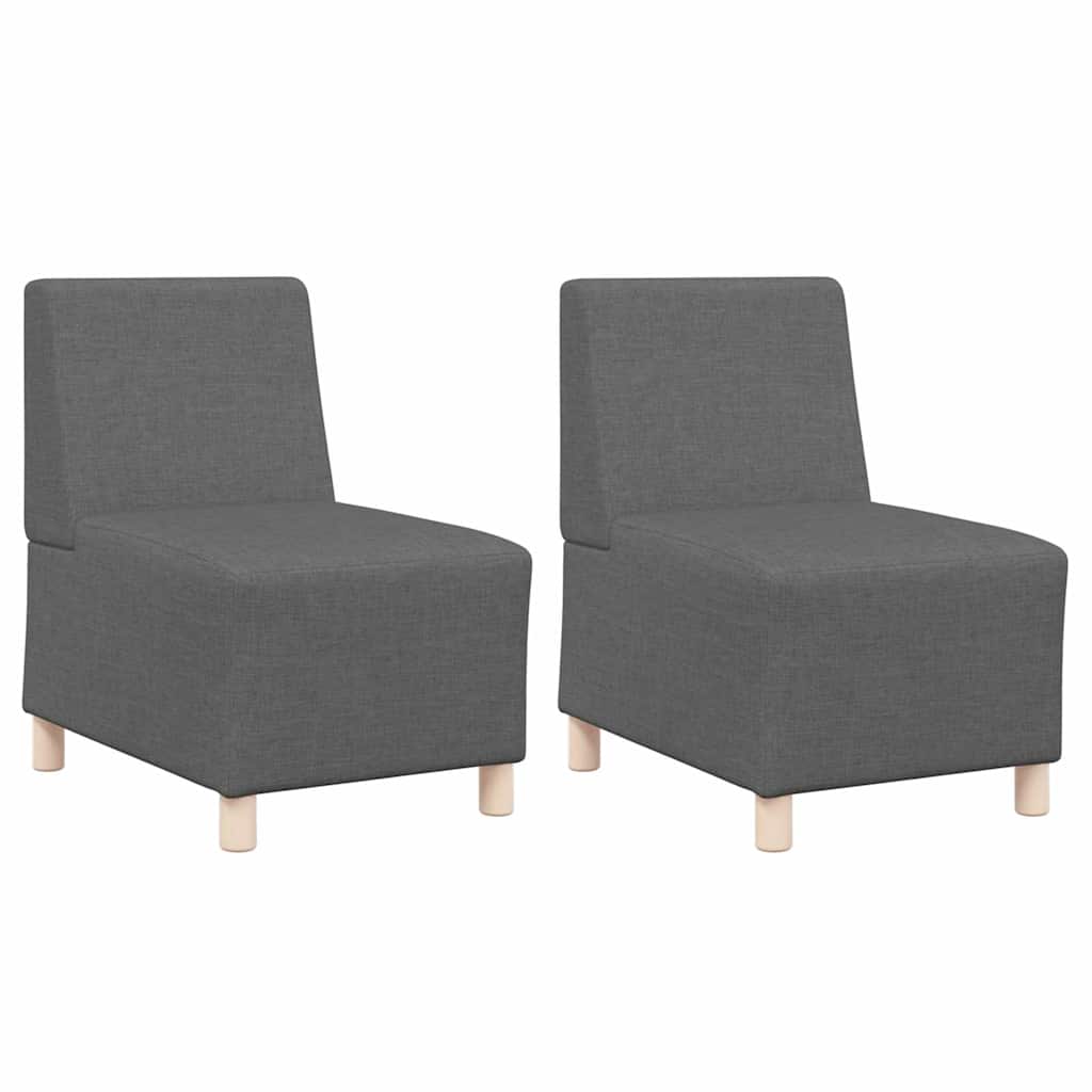 Unidade de Sofá Modular Sem Braços 2 pcs Cinza Escuro