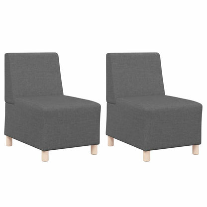 Unidade de Sofá Modular Sem Braços 2 pcs Cinza Escuro