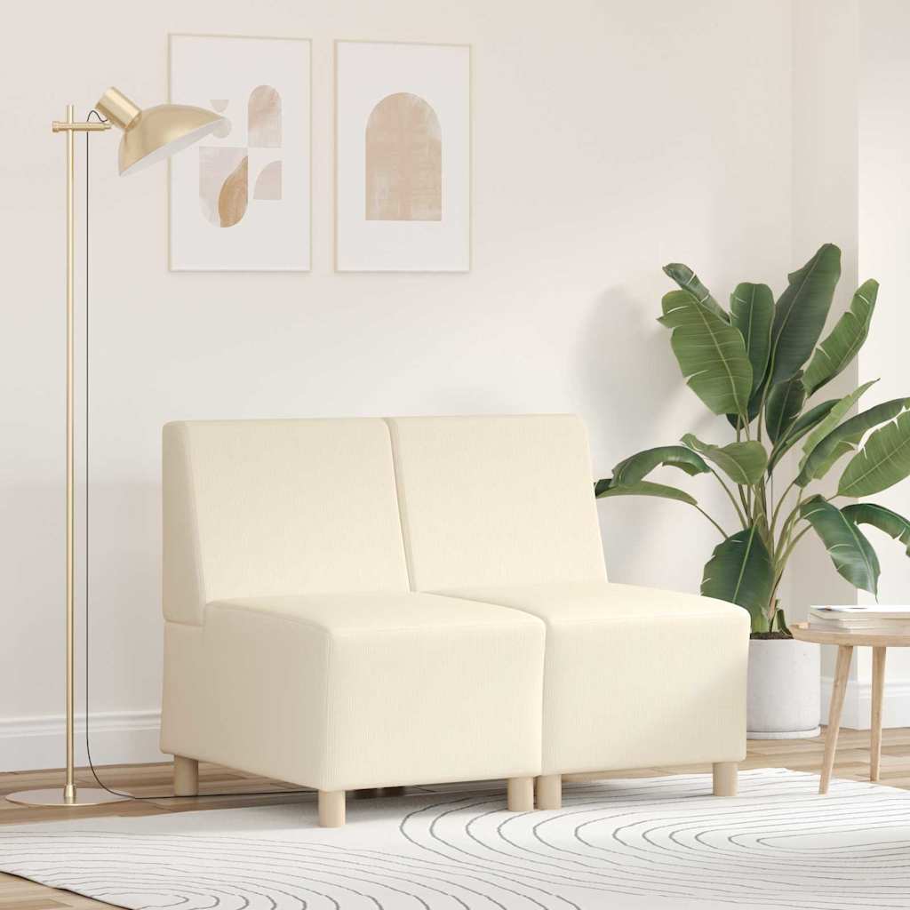 Unidade de Sofá Modular Sem Braços 2 pcs Creme 55 x 74 x 82 cm