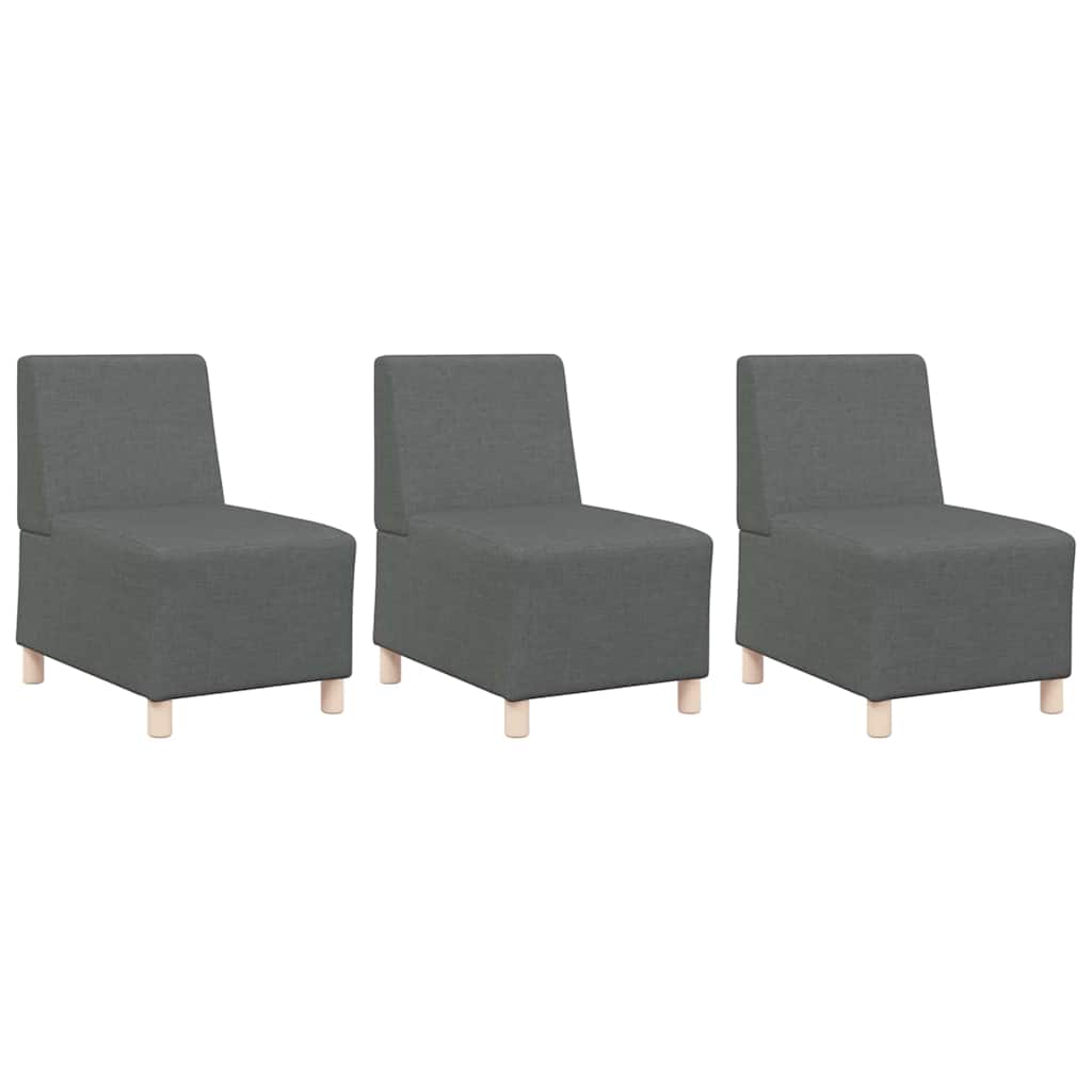 Unidade de Sofá Modular Sem Braços 3 pcs Cinza Escuro