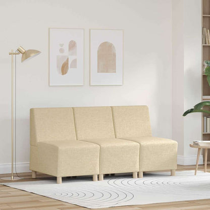 Unidade de Sofá Modular Sem Braços 3 pcs Creme 55 x 74 x 82 cm
