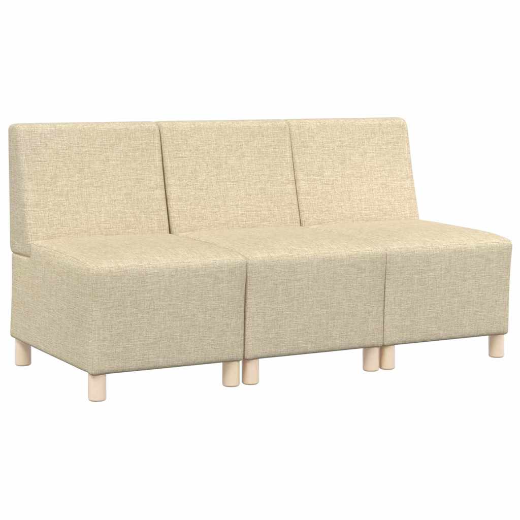 Unidade de Sofá Modular Sem Braços 3 pcs Creme 55 x 74 x 82 cm