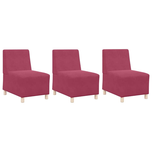 Unidade de Sofá Modular Sem Braços 3 pcs Vinho Vermelho
