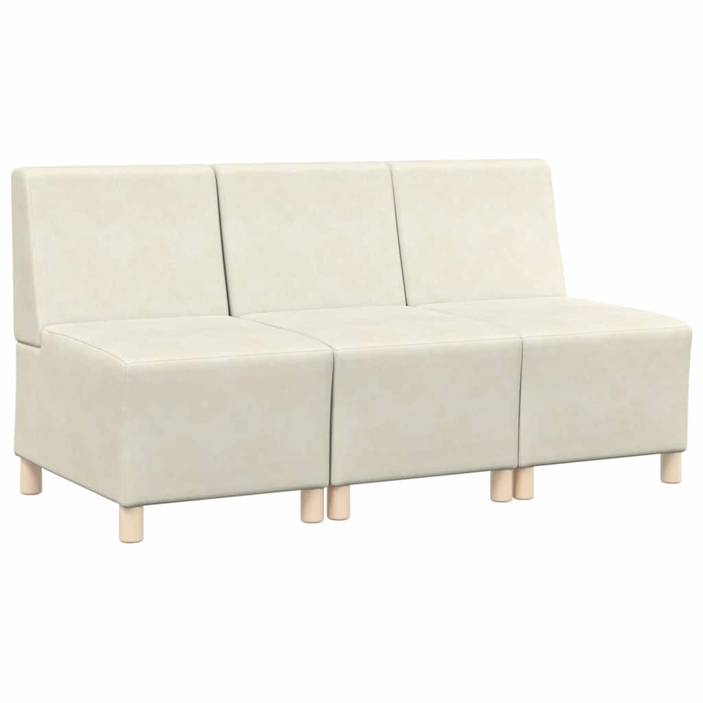 Unidade de Sofá Modular Sem Braços 3 pcs Creme 55 x 74 x 82 cm
