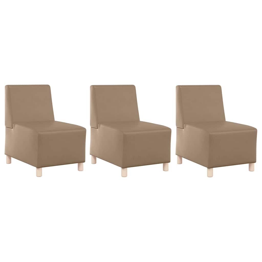 Unidade de Sofá Modular Sem Braços 3 pcs Cappuccino